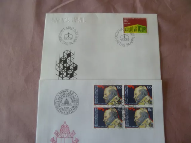 Lichtenstein  2  verschiedene FDC Europa 1969 und Heiliges Jahr 1983