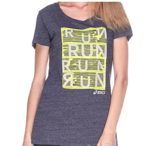 Asics Women's Urban Run Dk Grey Running Tee  (WR2406) Size S/L NWT