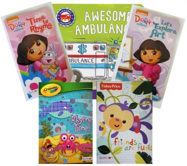 5 Children's Board Books Dora - Crayola - Fisher Price Preschool & Kindergarten