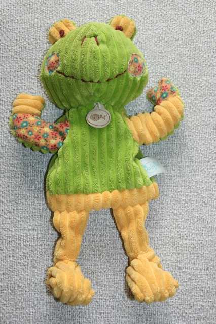 Baby Nat Babynat Doudou Grenouille Patchwork Marionnette Vert Jaune Fleur Kom9