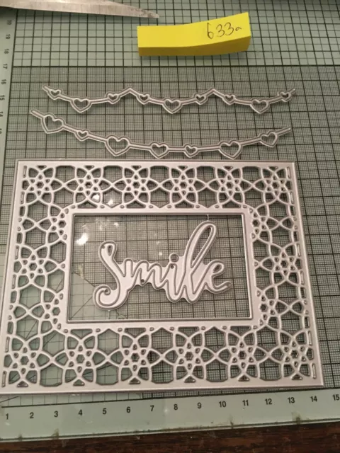 Flower frame rectangle, heart garland & sentiment die set job lot bundle ref633a