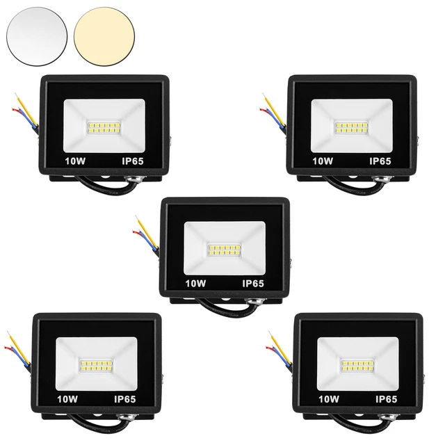 5x 10W LED Fluter Flutlicht Außenstrahler Scheinwerfer Strahler Gartenlicht IP65
