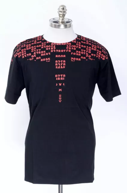 NWT MARCELO BURLON Black Red Cotton 'Matrix' Design Short Sleeve Shirt M