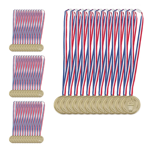 Quelay Lot De 30 Médailles De Récompense Dorées De 5,1 Cm Avec Rubans De Cou En Métal - Cadeau Pour Tournois, Compétitions, Fêtes, Enfants Et Adultes (musique