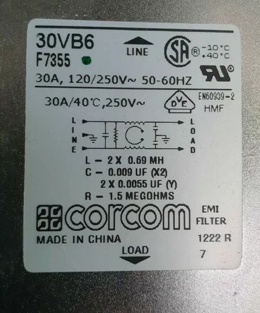 Corcom 30Vb6 F7355 Emi Filter 2