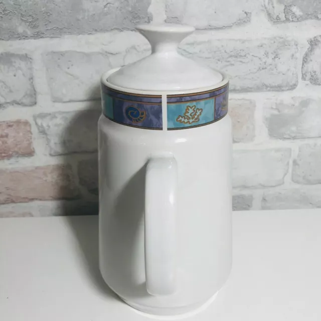 Vintage Royal Norfolk Large Ceramic Coffee or Tea Pot - Purple Turquoise Pattern 3