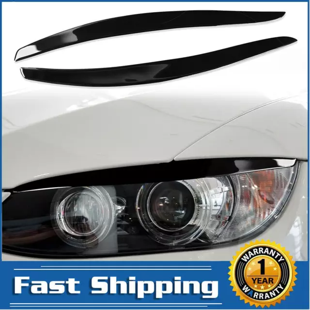 Gloss Black Headlight Eyelids Eyebrow Trim For BMW 3 Series E92 E93 M3 2006-2012