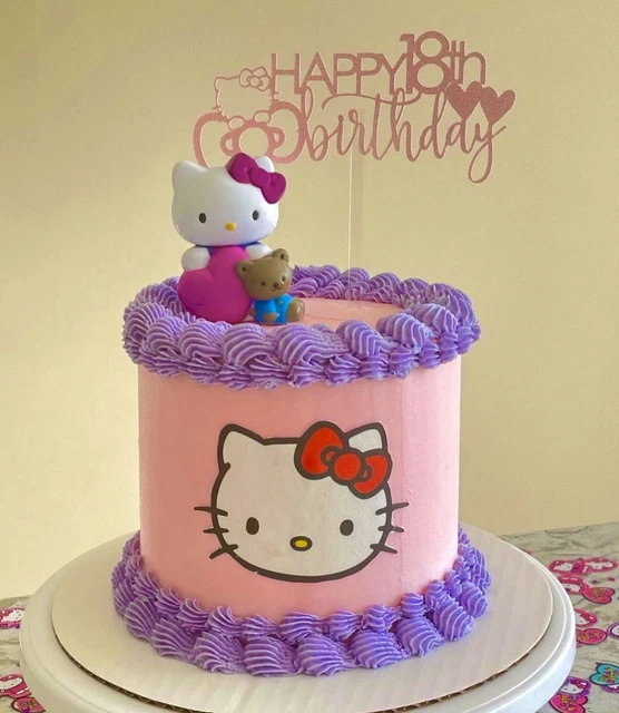 HELLO KITTY FACE Edible Icing PRE-CUT Cake Topper 4 INCH /5 INCH (width ...