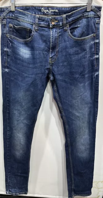 Pepe Jeans London Medium Wash Denim Mens Jeans Straight Leg 36x34