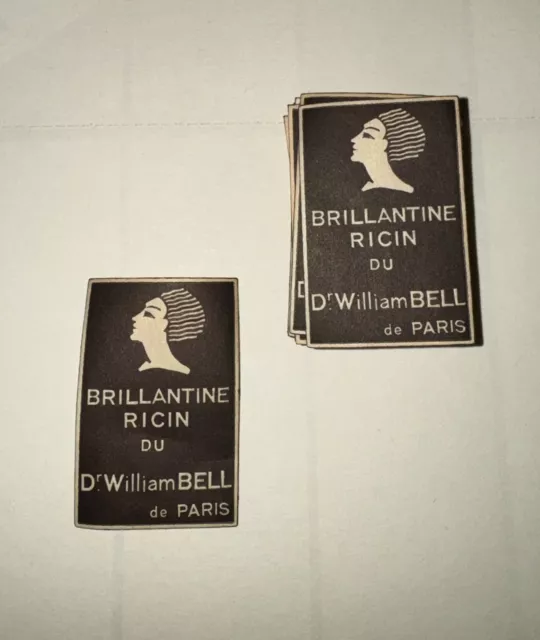 Etiquettes Brillantine Ricin Dr William Bell No parfum anciennes lot de 30