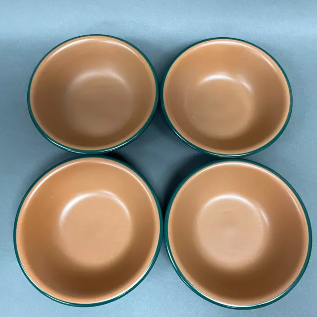Vintage Brown Green Trim Soup Cereal Bowls Mexico? 6 7/8" Lot of 4