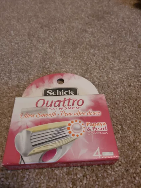 Schick Quattro for Women Razor Refill Ultra Smooth Papaya & Pearl 4 Count NEW