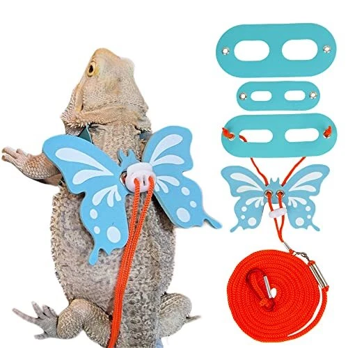 Bearded Dragon Lizard Leash Harness - Adjustable Stylish Butterfly Wing Lizard