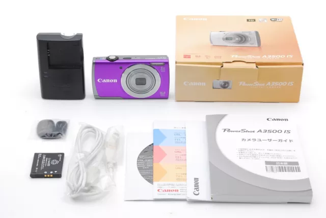 [Near Mint in Box] Canon PowerShot A3500 IS 16.0MP Digital Camera Purple JAPAN