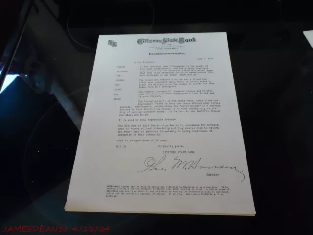 1919 Citizens State Bank Ellsworth Wisconsin Electricity Letter Savings