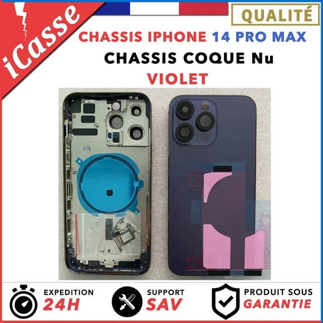 Chassis Arriere remplacement NU pour iPhone 14  PRO MAX VIOLET + COLLE