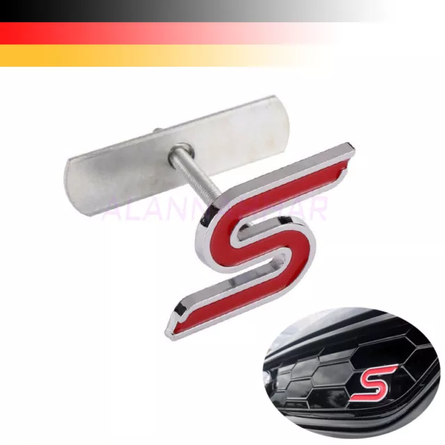3D S Sport Rot Emblem Kühlergrill Vorn Badge Auto Sticker Frontgrill Für Ford