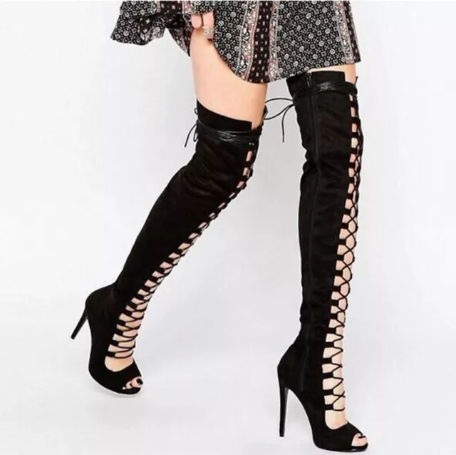 Sexy Womens Stiletto Heels hollow out Over The Knee Thigh High Long boots