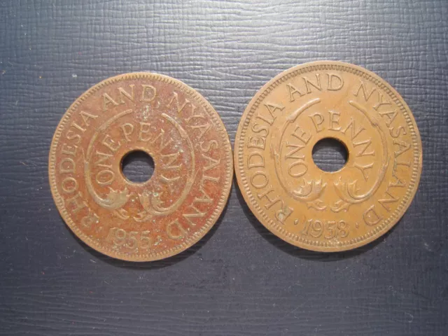 Rhodesia & Nyasaland Pennies 1955 & 1958