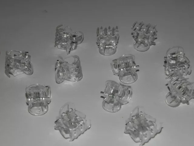 12 Mini Claw Clips Clear 1cm, Small Plastic Hair Claws, Hair Clips, Hair Clamps