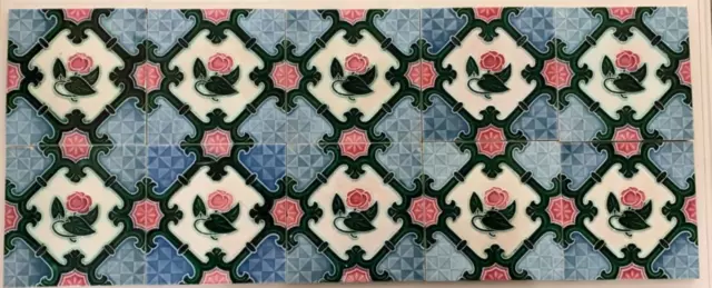 Tiles 6x6 Inches Majolica Rare Antique Collectible Art Nouveau Japan Set of 10