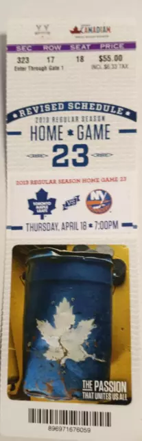 NHL Hockey Ticket Toronto vs New York Islanders Thursday April 18, 2013 NM