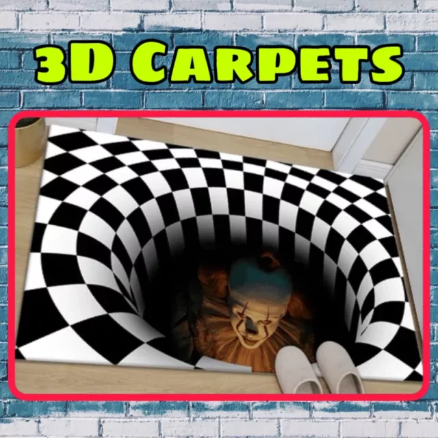 3D Printed Vortex Illusion anti-slip Floor Mat Rug Home Living Room Bedroom door