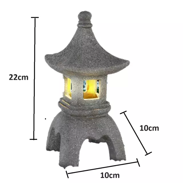 Solar Garten LED Lampe Leuchte Solarleuchte Asia Deko Licht Stein Pagode Figur 2