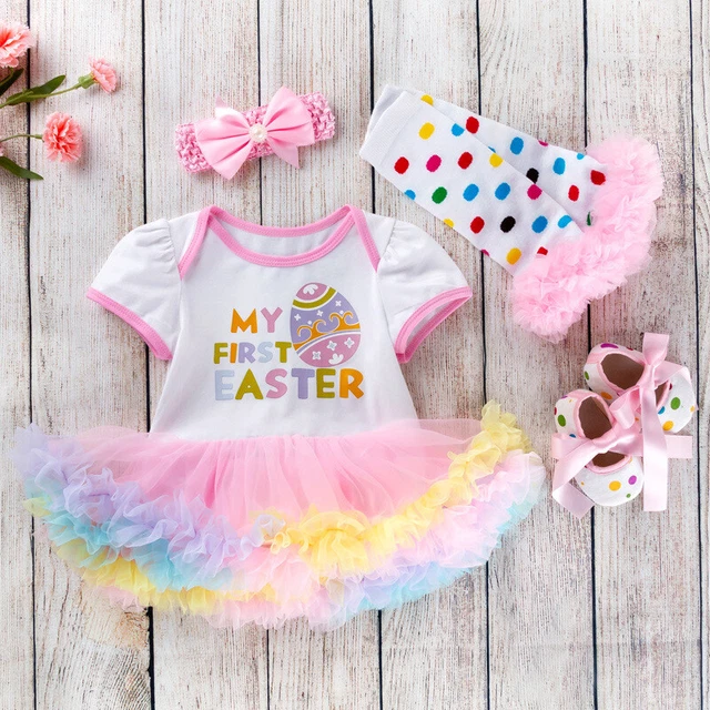 Set abiti scarpe tutù per neonati 1a Pasqua costume neonato 2