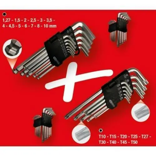 KS TOOLS Winkelschraubendrehersatz Torx, Sechskant matt Chrom 151.4000