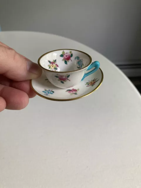 Crown Staffordshire English Tiny Miniature Bone China Cup & Saucer