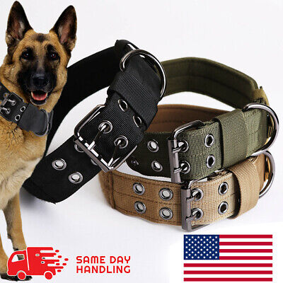 Dog Collar Nylon large Tactical heavy duty collar Military with Metal Buckle