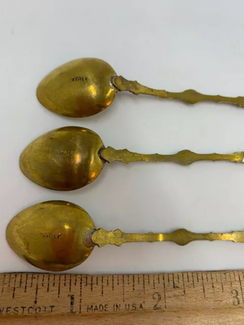 Vintage Lot of 3 Italian brass or gold finish demitasse spoons 2