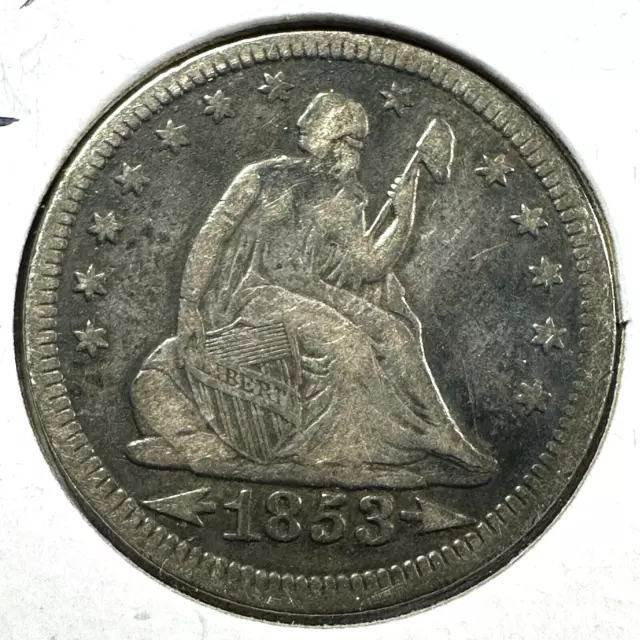 1853 Arrows & Rays, 25C Liberty Seated Quarter (78969)