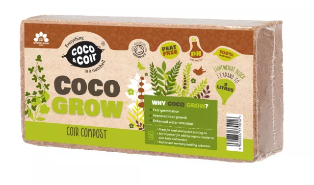 Coco & Coir Organic 100% Natural Peat-Free Compost | Turtle Reptile Bedding (9L)
