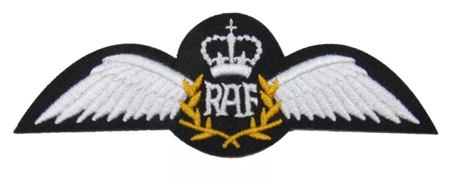 RAF Pilot Wings Iron or Sew On Embroidered Patch Badge Air Force Military R1634