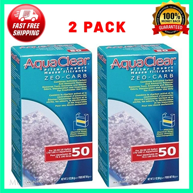 AquaClear 50 Zeo-Carb Filter Insert, Aquarium Filter Replacement Media , 2 Pack