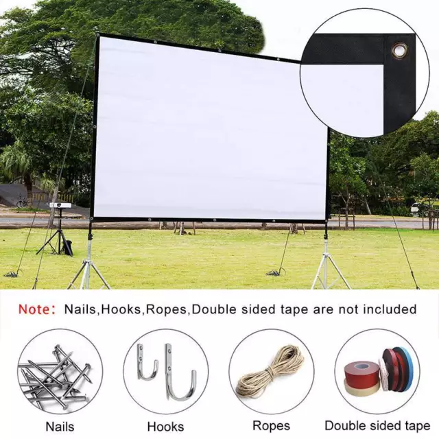 Foldable Projector Screen 16:9/4:3 Home Theater Cinema Movie Projection Outdoor