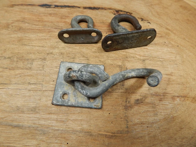 3 Old Plant Ceiling Mount Hooks Porch Hangers Galvanized 2 Stationary 1 Swivel 14