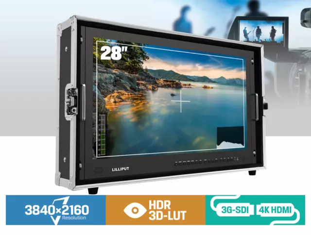 LILLIPUT 28 " BM280-4KS HDR 3D Luts Broadcast Ultra-Hd 3G-SDI,HDMI DVI + Anton B