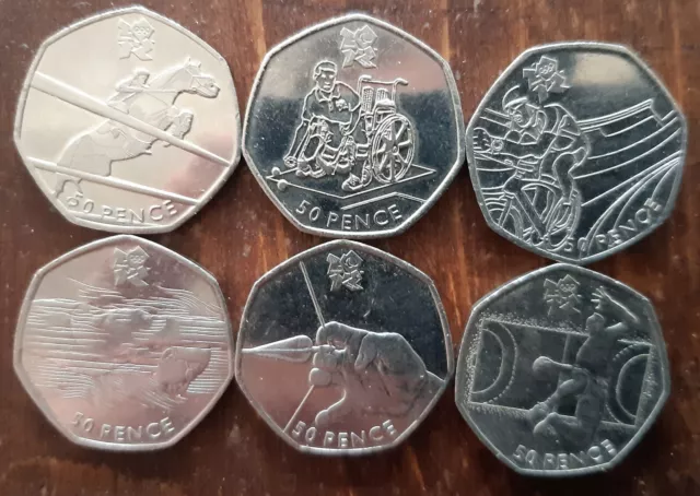 Job lot Bundle of 6 Olympic 50p coins