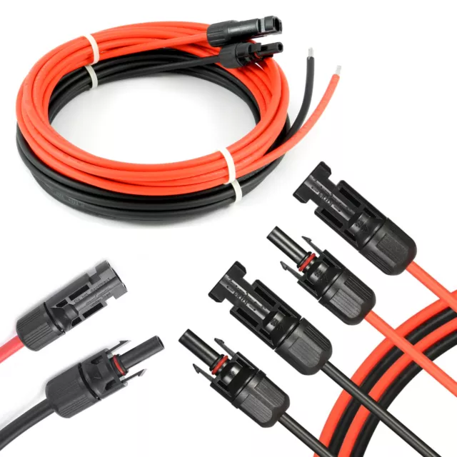 Câble Solaire 4mm ² 6mm ² - Rouge Noir - 1m À 50m de Connexion Régulateur PV