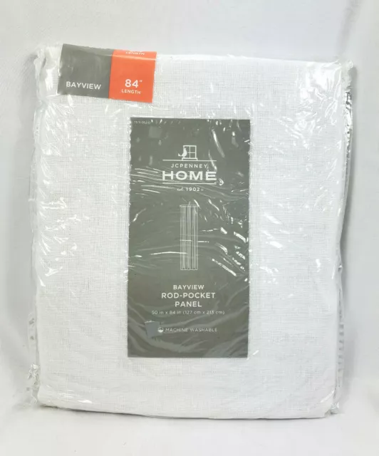 JCPenney Home Cool White Bayview Sheer Rod-Pocket Curtain Panel, 50"x84"