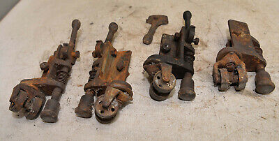 4 antique safe or machine roller wheel & lock down cast iron collectible lot M13 7