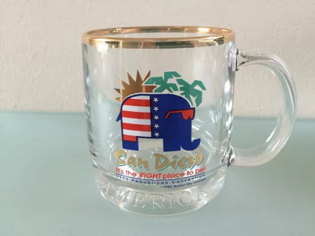 1996 Republican National Convention Heavy Glass Mug San Diego NEW