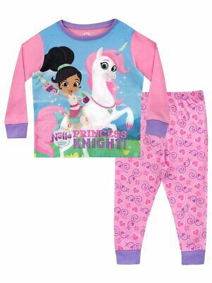 BNIP Girls Pink and Blue Nella the Princess Knight Pyjamas Set Age 6-7