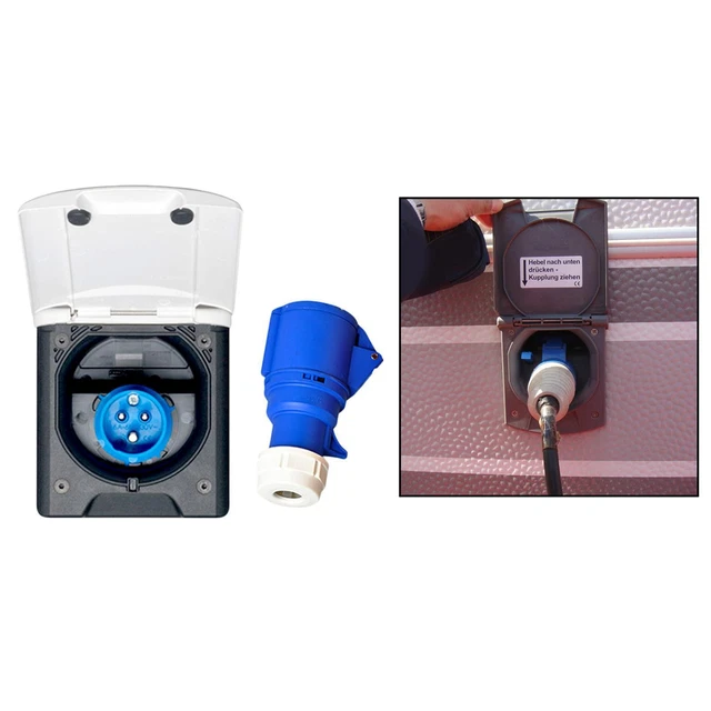 Prise D'alimentation Externe étanche 16A 220-250V IP44 – Avec Couvercle, Pour Camping-car, Caravane, Remorque, Noir Ou Blanc