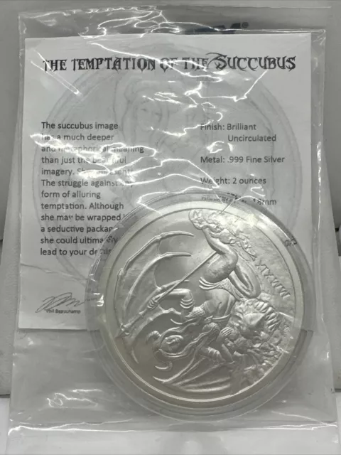 2 oz. 2019 Temptation of the Succubus BU Round .999 Fine Silver Sealed w/ COA!