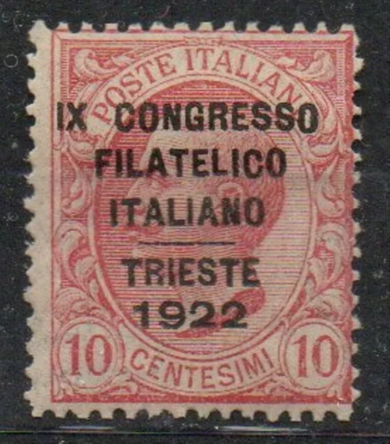 1922 Regno D'italia "Congresso Filatelico" N.123 Nuovo Mlh* Rr Firme Ad/Fiecchi