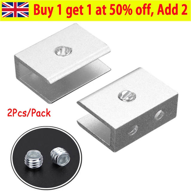 2Pcs Glass Clamps Stainless Steel Clip Flat Back Bracket Shelf Balustrade FIL